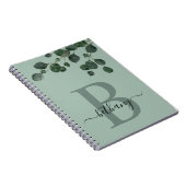 Shades of Green Eucalyptus Botanical Monogram Notitieboek (Rechterzijde)