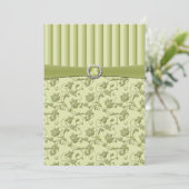 Shades of Green Floral Stripe Wedding Invitation Kaart (Staand voorkant)