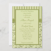 Shades of Green Floral Stripe Wedding Invitation Kaart (Achterkant)
