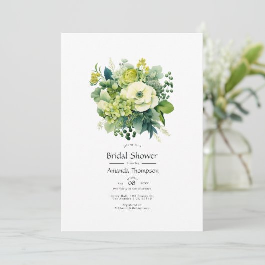 Shades of Green Floral Vrijgezellenfeest Kaart (Staand voorkant)