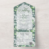 Shades of Green Land Bloemen QR Code All In One Uitnodiging (Binnen)