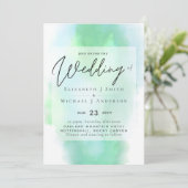 Shades of Green Modern Budget Wedding Invitation (Staand voorkant)