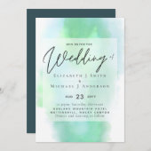 Shades of Green Modern Budget Wedding Invitation (Voorkant / Achterkant)