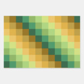 SHADES OF GREEN ORANGE BROWN GEOMETRIC PATTERNS INPAKPAPIER VEL (Voorkant 3)