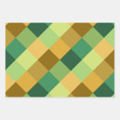 SHADES OF GREEN ORANGE BROWN GEOMETRIC PATTERNS INPAKPAPIER VEL (Voorkant)