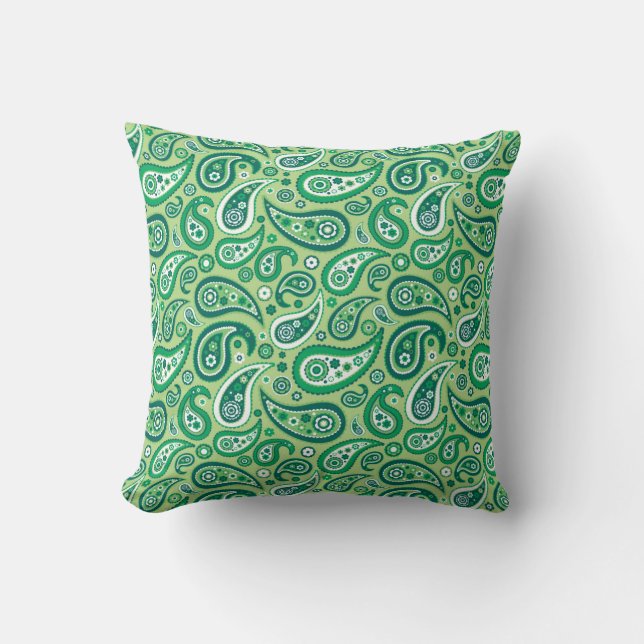 Shades of Green Paisley Pattern Kussen (Voorkant)