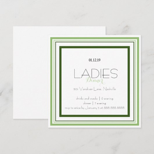 Shades of Green Square Invitation Kaart (Voorkant / Achterkant)