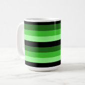 Shades of Green Stripes met zwart Koffiemok (Voorkant links)