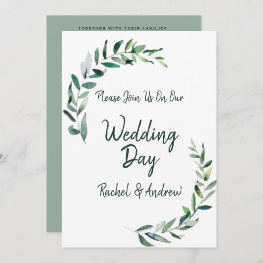 Shades of Green - Wedding Invitation Kaart (Voorkant / Achterkant)
