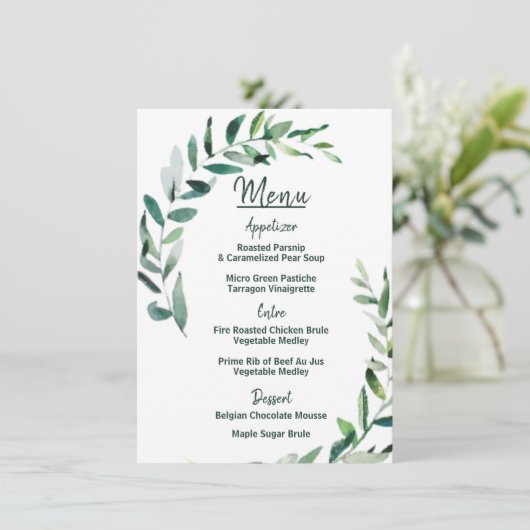 Shades of Green - Wedding Menu Card (Staand voorkant)