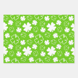 SHADES OF GREEN WITH WHITE IRISH SHAMROCKS INPAKPAPIER VEL