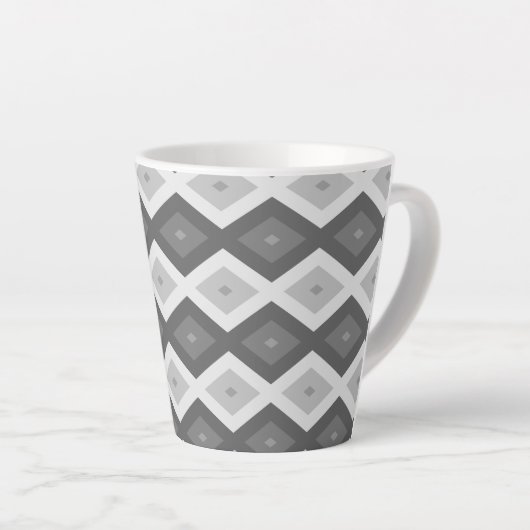 Shades of grey diamond pattern latte mok (Rechterhoek)