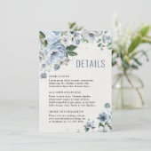 Shades of Grey Dusty Blue Winter Rustic Wedding Informatiekaartje (Staand voorkant)