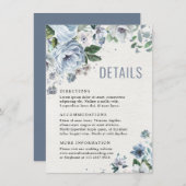 Shades of Grey Dusty Blue Winter Rustic Wedding Informatiekaartje (Voorkant / Achterkant)