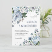 Shades of Grey Dusty Blue Winter Rustic Wedding Kaart (Staand voorkant)