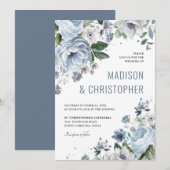 Shades of Grey Dusty Blue Winter Rustic Wedding Kaart (Voorkant / Achterkant)