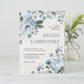 Shades of Grey Dusty Blue Winter Rustic Wedding Kaart (Staand voorkant)