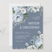 Shades of Grey Dusty Blue Winter Rustic Wedding Kaart (Voorkant)