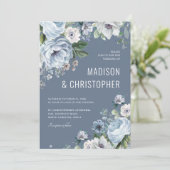 Shades of Grey Dusty Blue Winter Rustic Wedding Kaart (Staand voorkant)