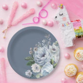 Shades of Grey Dusty Blue Winter Rustic Wedding Pa Papieren Bordje (Feest)