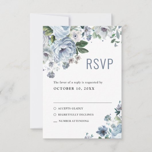 Shades of Grey Dusty Blue Winter Rustic Wedding RS RSVP Kaartje