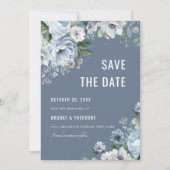 Shades of Grey Dusty Blue Winter Rustic Wedding Sa Save The Date (Voorkant)