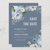 Shades of Grey Dusty Blue Winter Rustic Wedding Sa Save The Date (Voorkant / Achterkant)