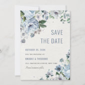Shades of Grey Dusty Blue Winter Rustic Wedding Save The Date (Voorkant)