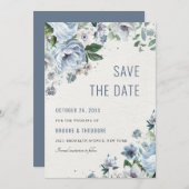 Shades of Grey Dusty Blue Winter Rustic Wedding Save The Date (Voorkant / Achterkant)