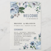 Shades of Grey Dusty Blue Winter Wedding Programme (Voorkant)