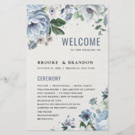 Shades of Grey Dusty Blue Winter Wedding Programme