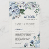 Shades of Grey Dusty Blue Winter Wedding Programme (Voorkant / Achterkant)