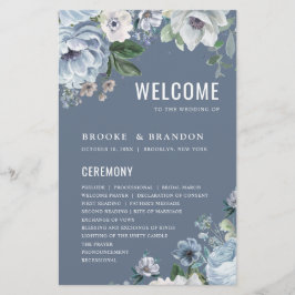 Shades of Grey Dusty Blue Winter Wedding Programme