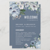 Shades of Grey Dusty Blue Winter Wedding Programme (Voorkant / Achterkant)