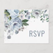 Shades of Grey Dusty Blue Winter Wedding RSVP Pos Briefkaart (Voorkant)