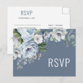 Shades of Grey Dusty Blue Winter Wedding RSVP Pos Briefkaart (Voorkant / Achterkant)