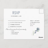Shades of Grey Dusty Blue Winter Wedding RSVP Pos Briefkaart (Achterkant)