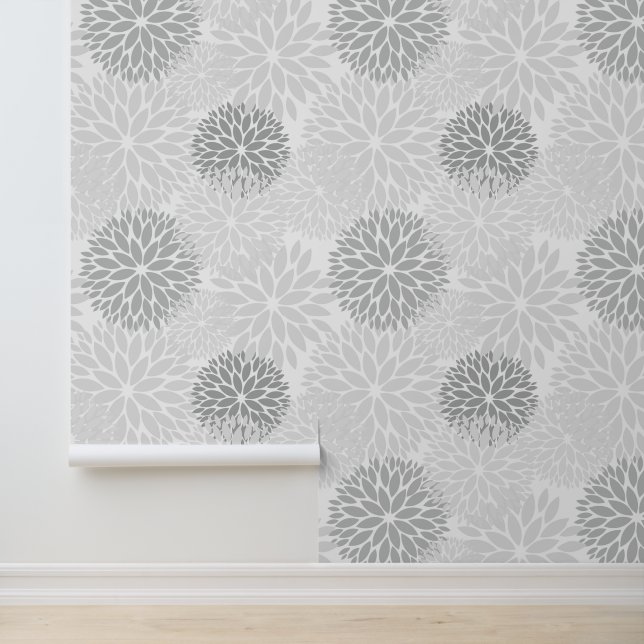 Shades of Grey Floral Behang (Applicatie)