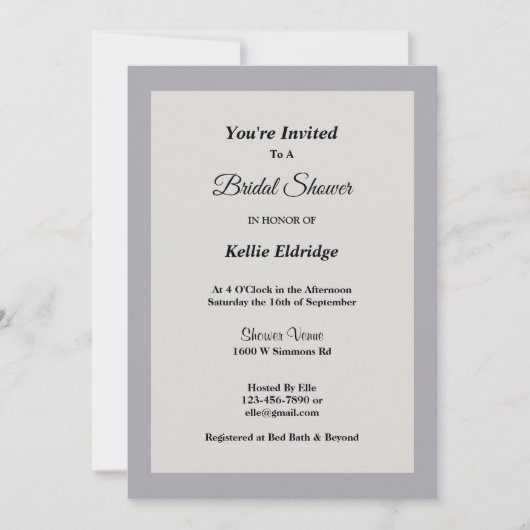 Shades of Grey Framed Bridal Shower Invitation Kaart (Voorkant)