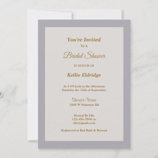 Shades of Grey Framed Bridal Shower Invitation Kaart (Voorkant)