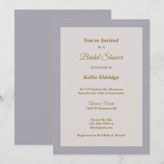 Shades of Grey Framed Bridal Shower Invitation Kaart (Voorkant / Achterkant)
