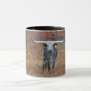 Shades of Grey Longhorn Koe Boerderij Art Mok