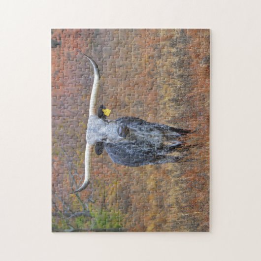 Shades of Grey Longhorn Koe Puzzel Legpuzzel (Verticaal)