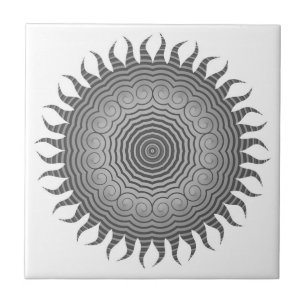Shades of Grey Sun Mandala Ceramic Tegel Tegeltje