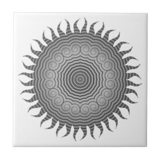 Shades of Grey Sun Mandala Ceramic Tegel Tegeltje