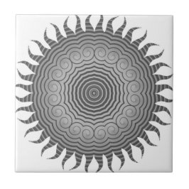 Shades of Grey Sun Mandala Ceramic Tegel Tegeltje