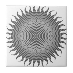 Shades of Grey Sun Mandala Ceramic Tegel Tegeltje