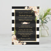 Shades of Ivory Floral Stripes Winter Wedding Kaart (Staand voorkant)