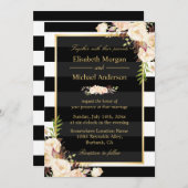 Shades of Ivory Floral Stripes Winter Wedding Kaart (Voorkant / Achterkant)