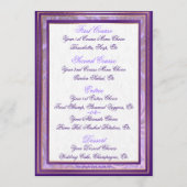 Shades of Lavender and Paarse Lace Wedding Menu (Achterkant)